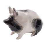 A small Wemyss pottery pig: with grey sponged markings,
