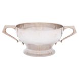 A George V silver two-handled bowl, maker David, Fullerton, London, 1929: of plain circular form,