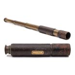 A black leather and brass 'The Lord Bury' three draw telescope by J H Steward, London:, no.