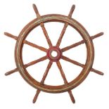 A teak ship's wheel:,