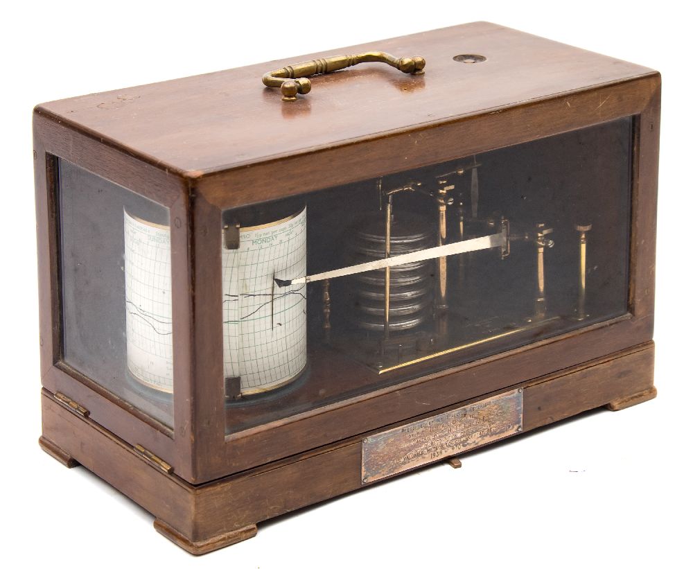 A mahogany cased barograph by Watson, Warden& Co, London:, No 5292/45/55,