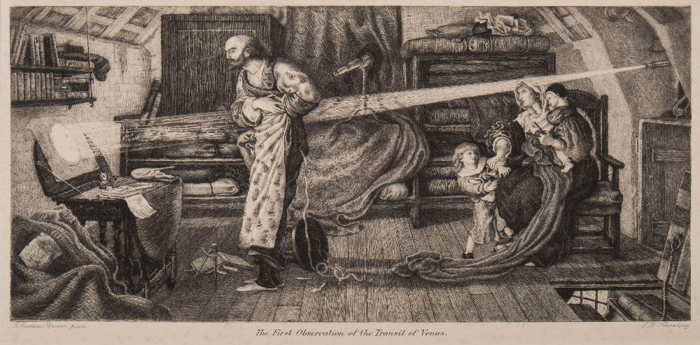 After F Maddox Brown 'The First Observation of the Transit of Venus',:- monochrome engraving,