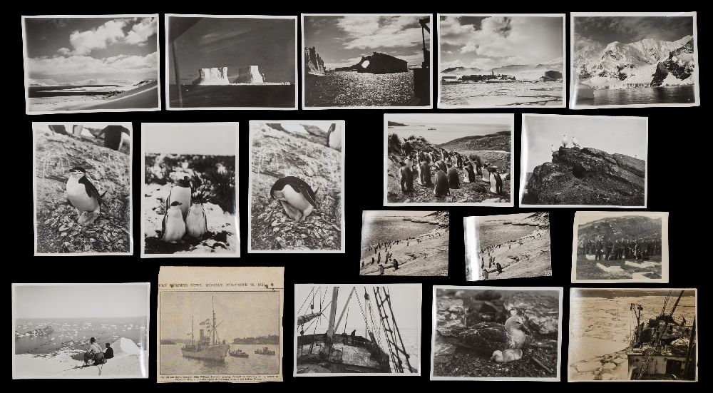 Antarctic Interest- a collection of 16 small black and white photographs of Antarctic views and