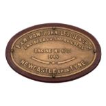 HMS Triumph (R16) an oval brass engine plate, 1946:, by R and W Hawthorn, Leslie & Co,