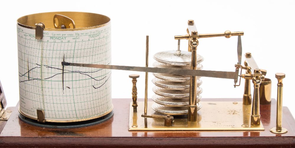 A mahogany cased barograph by Watson, Warden& Co, London:, No 5292/45/55, - Image 2 of 2