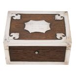 A silver plate mounted oak jewellery box from the ship's timbers of the Agamemnon-class 91-gun