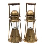 An unusual pair of late Victorian brass candle ejector ship lanterns by Bulpit & Sons, Birmingham:,