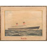 A 20th century French Line advertising print of the SS France, after Marin-Marie:,