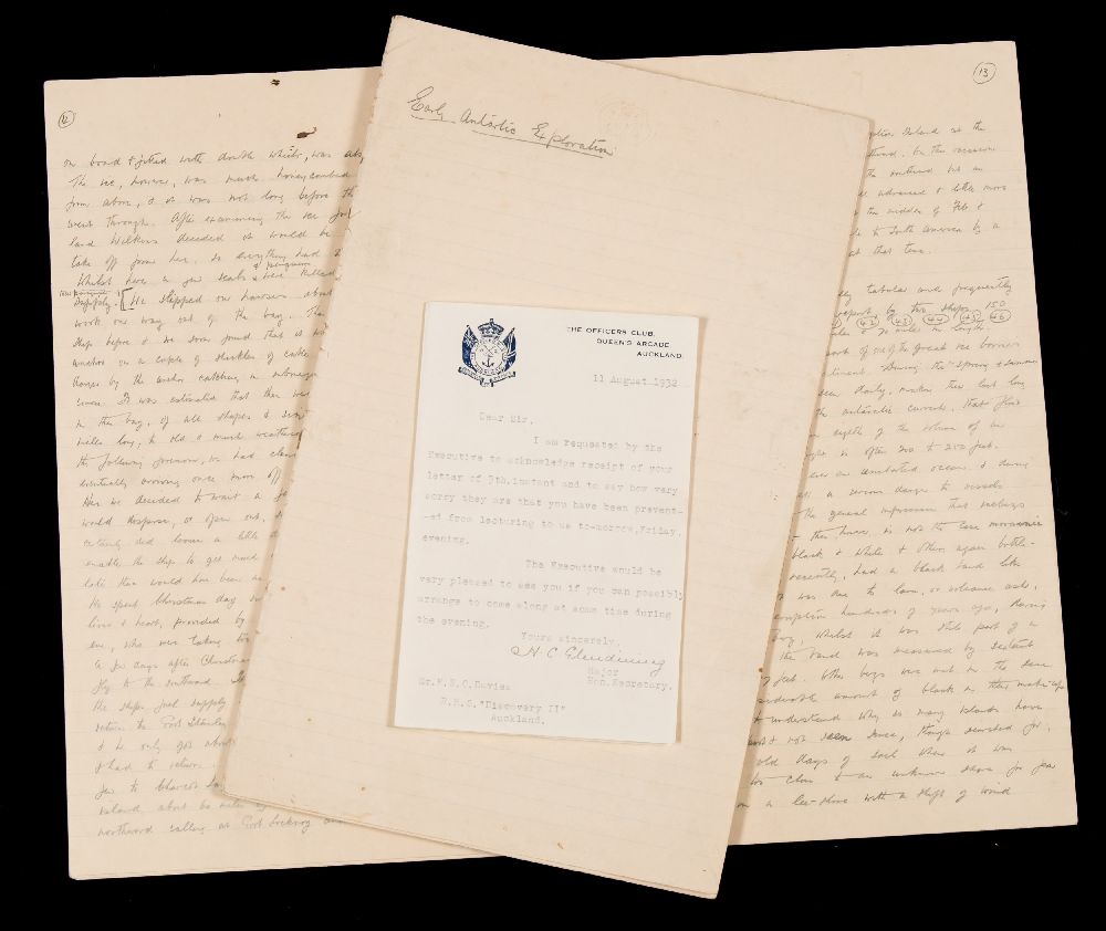 Manuscript lecture on Discovery Exhibition headed notepaper:,