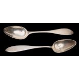 Two 19th century silver Dutch Captain's spoons:, both undecorated, 3.