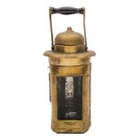 A WWII period brass binnacle lantern by G Bocock & Co Ltd, Birmingham: signed as per title,