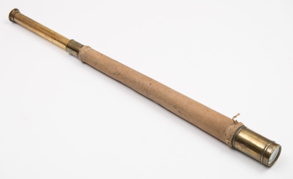 A brass and canvas single draw telescope by D McGregor & Co, Glasgow:,