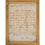 A framed letter from Sir John Moore to Captain William Young RN, HMS Foudroyant:,