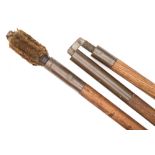 An ash three section gun cleaning rod by Felton:, with brass fittings,