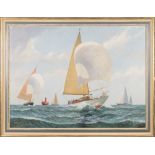 * Tom Lewsey [1910-1965]- Full Sail,:- signed bottom left oil on canvas, 75 x 100cm.