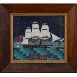 A 19th century sailor's beadwork of the 74 gun third-rate ship of the line HMS Hero:,