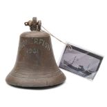 A bronze ship's bell for the Lowestoft Trawler 'Anglerfish, 1961':,