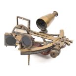 A 7 1/2 inch radius brass vernier sextant by C Plath, Hamburg:,