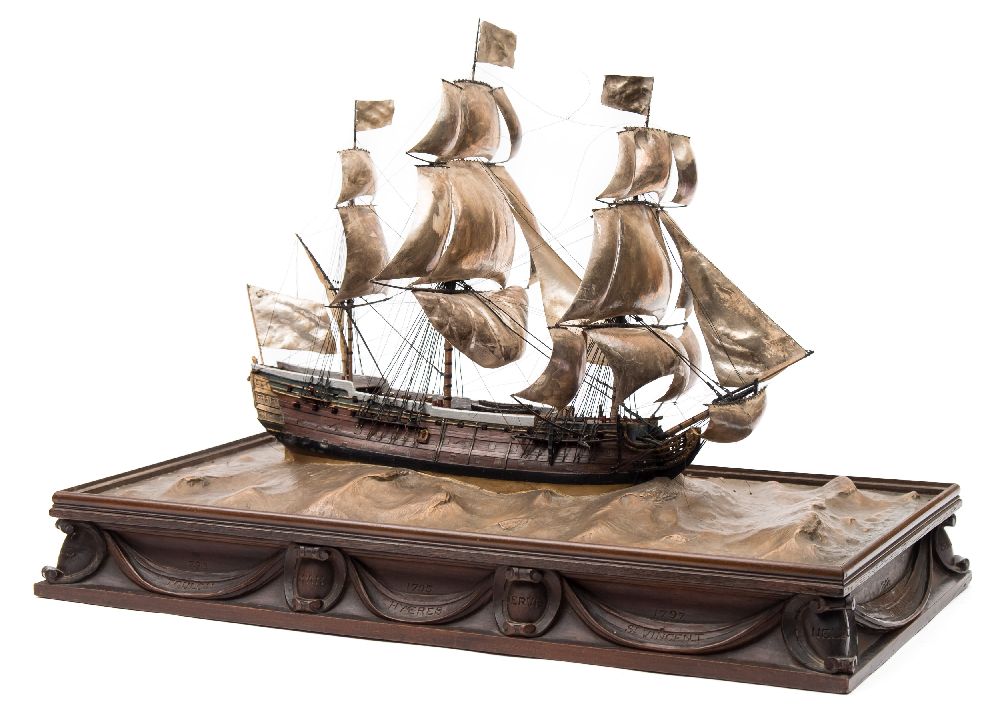 A good early 20th century waterline model of HMS Victory in her first commission 1780, - Image 3 of 18