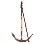 A fisherman's iron anchor,together with two portholes:, (3).