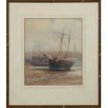 Edmund G Fuller [1858-1944]- St Ives; low tide,:- signed and inscribed watercolour, 31 x 27cm.
