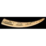 A late 19th/early 20th century Inuit carved walrus tusk:, unsigned,