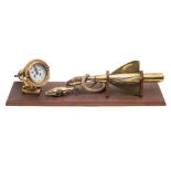 A Walker's 'Cherub' Mark III brass ship's log:, together with rotator mounted on a wooden plinth,