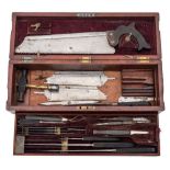 A 19th century cased part set of surgical/amputation instruments by S Maw, London:,