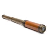 A mahogany and brass three draw 'Day or Night' telescope by I P Cutts, London:,