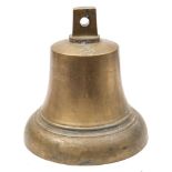A George VI cast brass ship's bell:, with square section suspension,