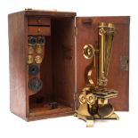 A let 19th century compound binocular microscope by W Stanley, London:,