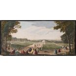 VUE DU OPTIQUE : ' View of the Palace of Fontainebleau,' - hand coloured copper engraving,