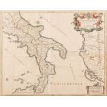 JAILLOT, H - Le Royaume de Naples : hand coloured map, 545 x 440 mm, f & g, some creasing,