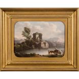 Circle of Philip de Loutherbourg [late 18th Century]- An upland river scene; figures,