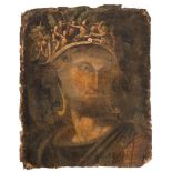 Roman School 17th Century- Head of a Roman with putti and oak leaf crown, a study,