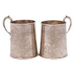 A pair of George V Silver christening mugs, maker John Round A Son Ltd, Sheffield,