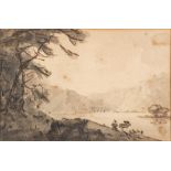 Attributed to William Gilpin [1724-1804]- Highland loch scene,