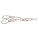 A pair of Victorian silver grape shears, maker Atkin Brothers, Sheffield,