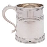 A George V silver mug, maker Manoah, Rhodes & Sons Ltd, London, 1914: of cylindrical outline,