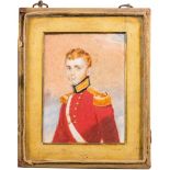 English School 19th Century- A miniature portrait of a young subaltern,:- half-length,