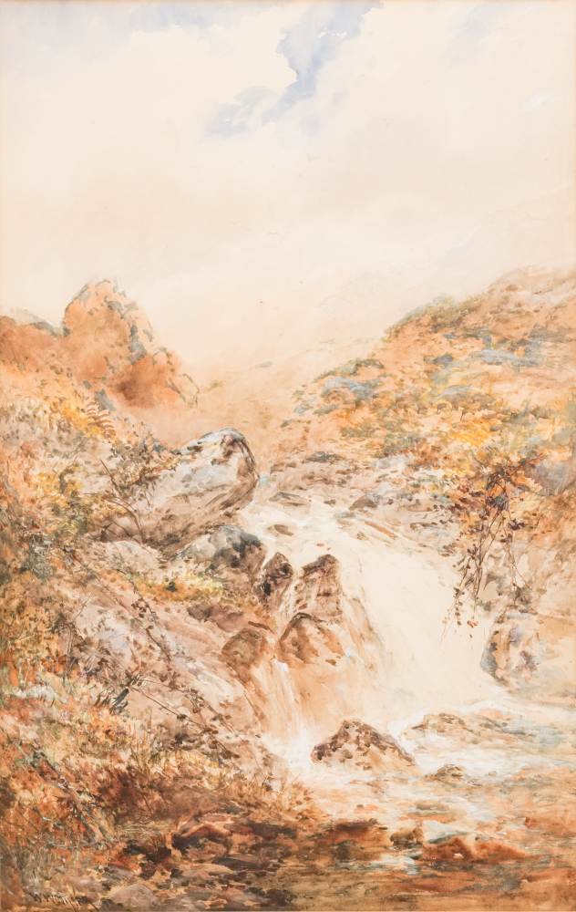 William Widgery [1822-1893]- Sportsman in a wood; A Dartmoor waterfall:- two, - Image 2 of 2