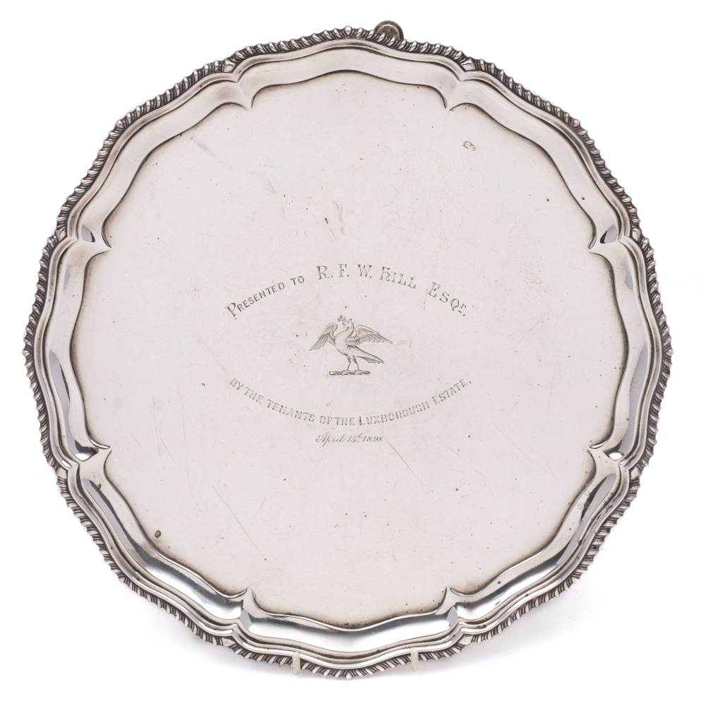 A Victorian silver presentation salver, maker Hawksworth, Eyre & Co Ltd, London, 1897: inscribed,