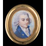 English School 18th Century- A miniature portrait of a gentleman,