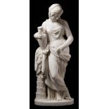 William Theed (British 1804-1891) A Victorian carved white marble figure 'Rebecca': draped in a