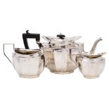 A George V three-piece silver tea set, maker F H Adams & Co, Birmingham,