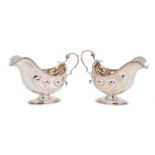 A pair of late Victorian silver sauceboats, maker Joshiah Williams & Co, London,