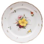 A Coalport plate painted by Thomas Pardoe at Bristol: painted with a floral spray and sprigs and