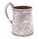 A Chinese silver christening mug, maker Hung Chong, Shanghai: initialled,