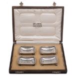 A set of four George V silver salts, maker Omar Ramsden, London, 1935: of rectangular outline,