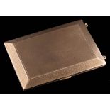 A 9ct gold cigarette case: approximately 84gms gross weight, marks are rubbed.